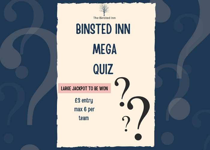 Quiz every other Wednesday night at the Binsted Inn